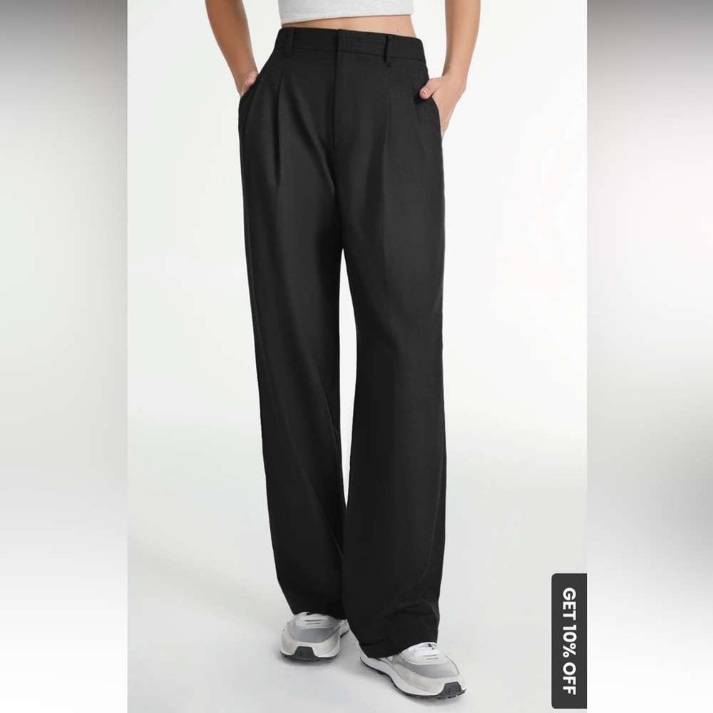 Black straight leg high waisted pants